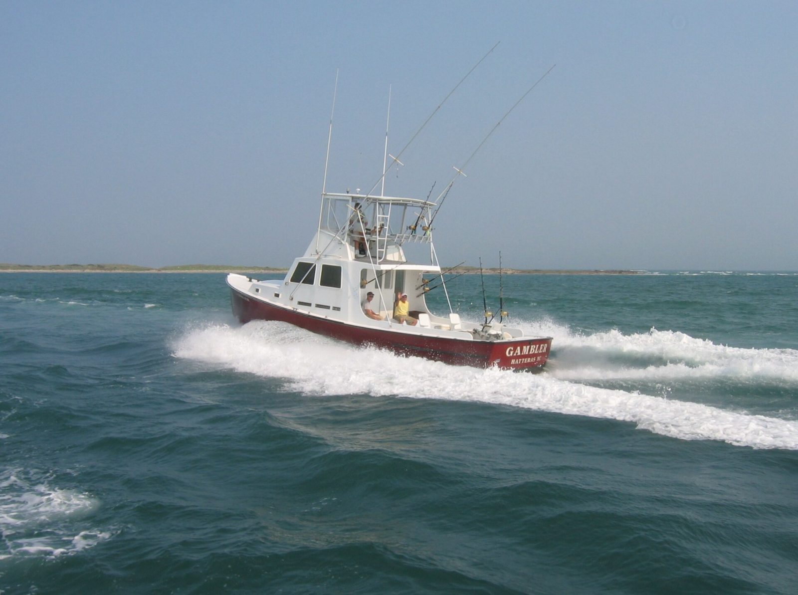 The charter boat Gambler running offshore near Hatteras