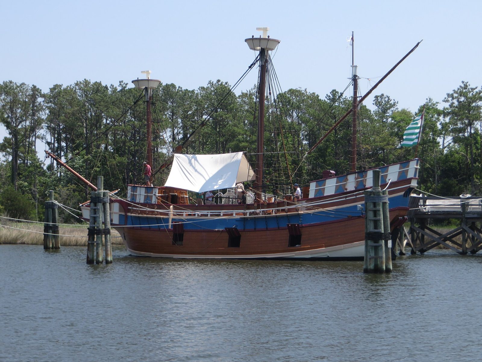 The Elizabeth II sailing ship docked at Roanoke Island Festival Park in Manteo